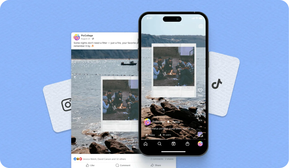 Image resizer presets for popular social media platforms including Instagram, TikTok, Facebook, and YouTube
